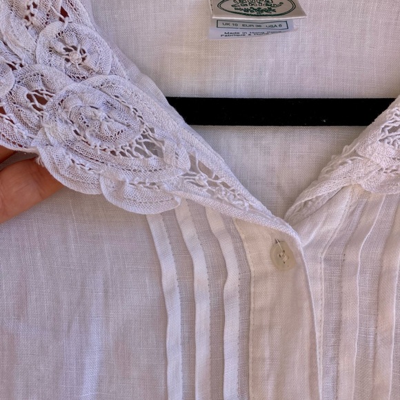 Laura Ashley vintage white cotton and lace short blouse UK10 - Picture 6 of 16